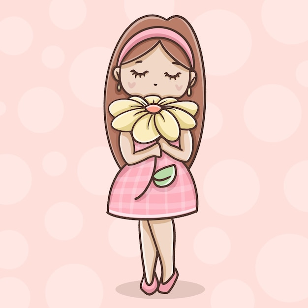 Free vector girl and flower