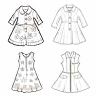 Free vector girl front dress collection