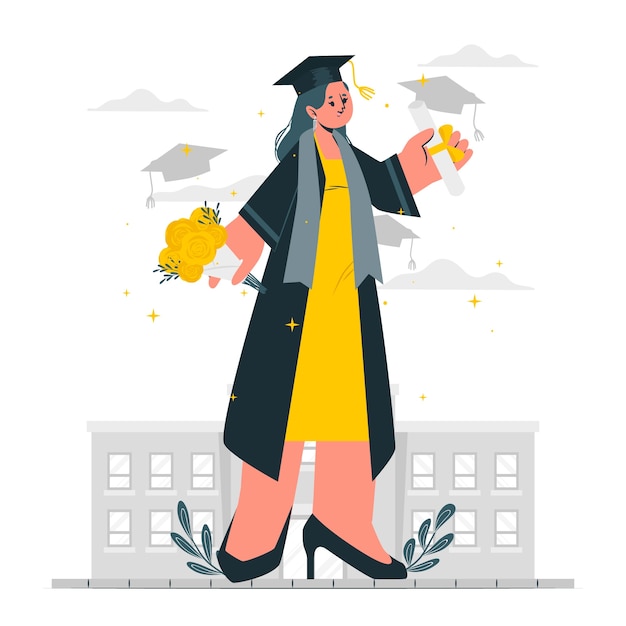 Free vector girl on graduation concept illustration