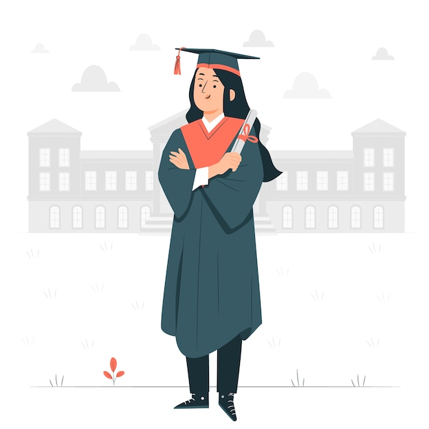 Girl on graduation concept illustration