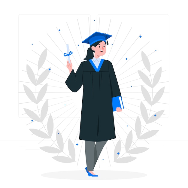 Girl on graduation day concept illustration