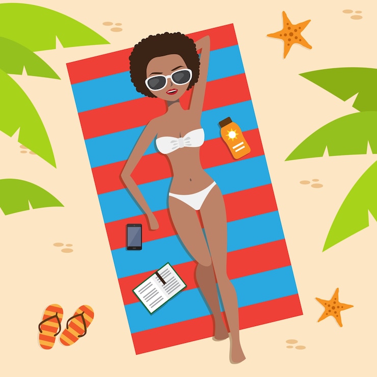 Free Vector girl having a sunbathing