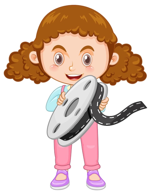 Free vector a girl holding film reel