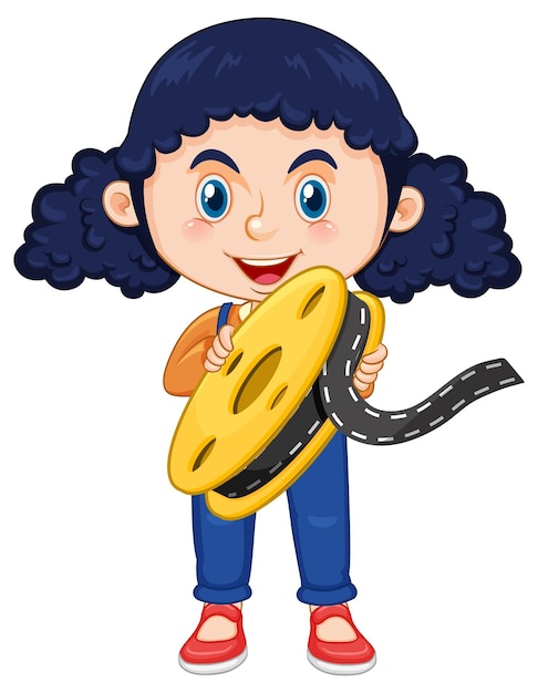 Free vector a girl holding film reel