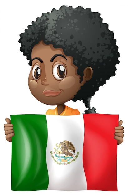 Girl holding flag of Mexico