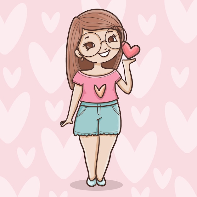 Free vector girl holding heart