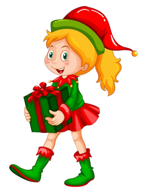 Free vector girl holding present box