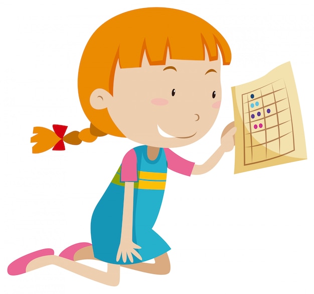 Free vector a girl holding a worksheet