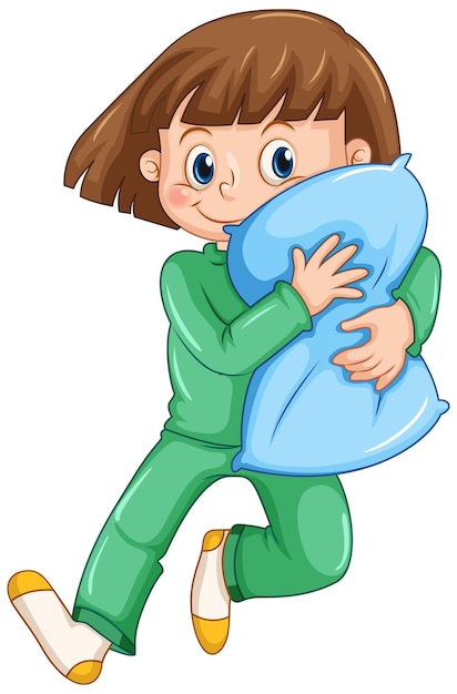 Girl hugging pillow at slumber party