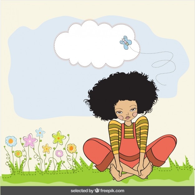 Free vector girl illustration in the nature