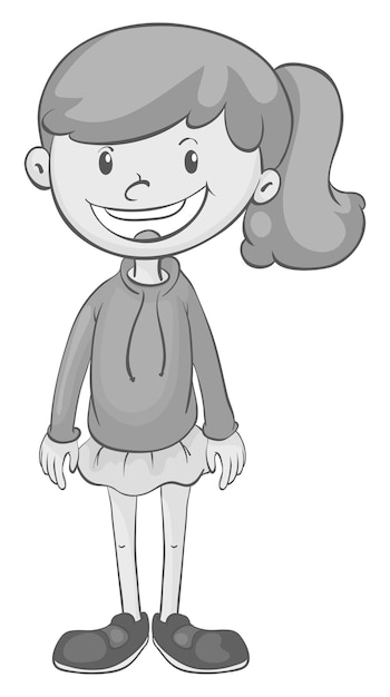Бесплатное векторное изображение Девушка в черно-белом стоя