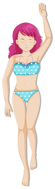 Бесплатное векторное изображение Девушка в синем бикини, лежа