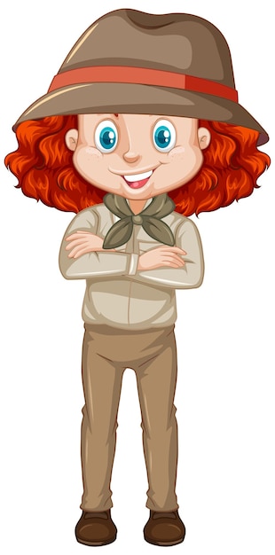 Бесплатное векторное изображение Девушка в коричневой форме на белом фоне