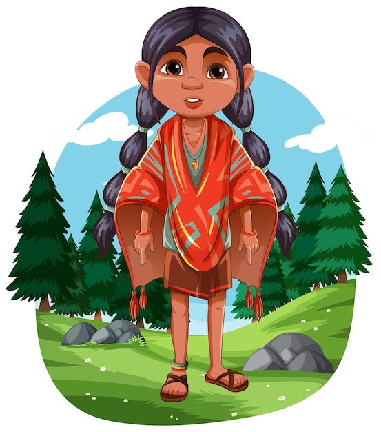 Free Vector girl in indigenous outfit in nature