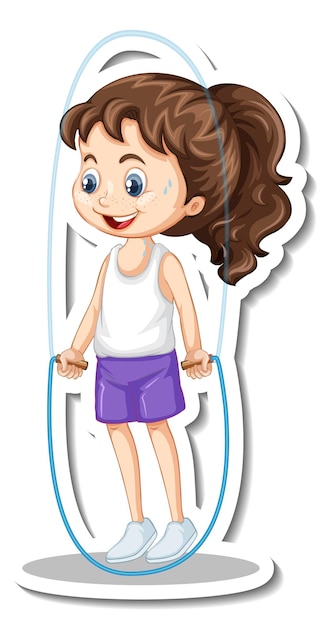 A girl jumping rope cartoon character