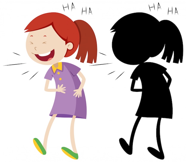 Free vector girl laughing with its silhouette