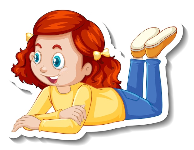 A girl laying on the floor cartoon character