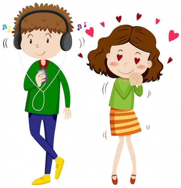 Free vector girl in love with boy