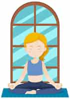 Бесплатное векторное изображение Девушка медитирует простой мультяшный персонаж