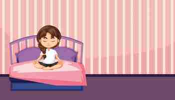 Free vector a girl meditation in bedroom