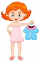 Free vector girl picking up dress on white background