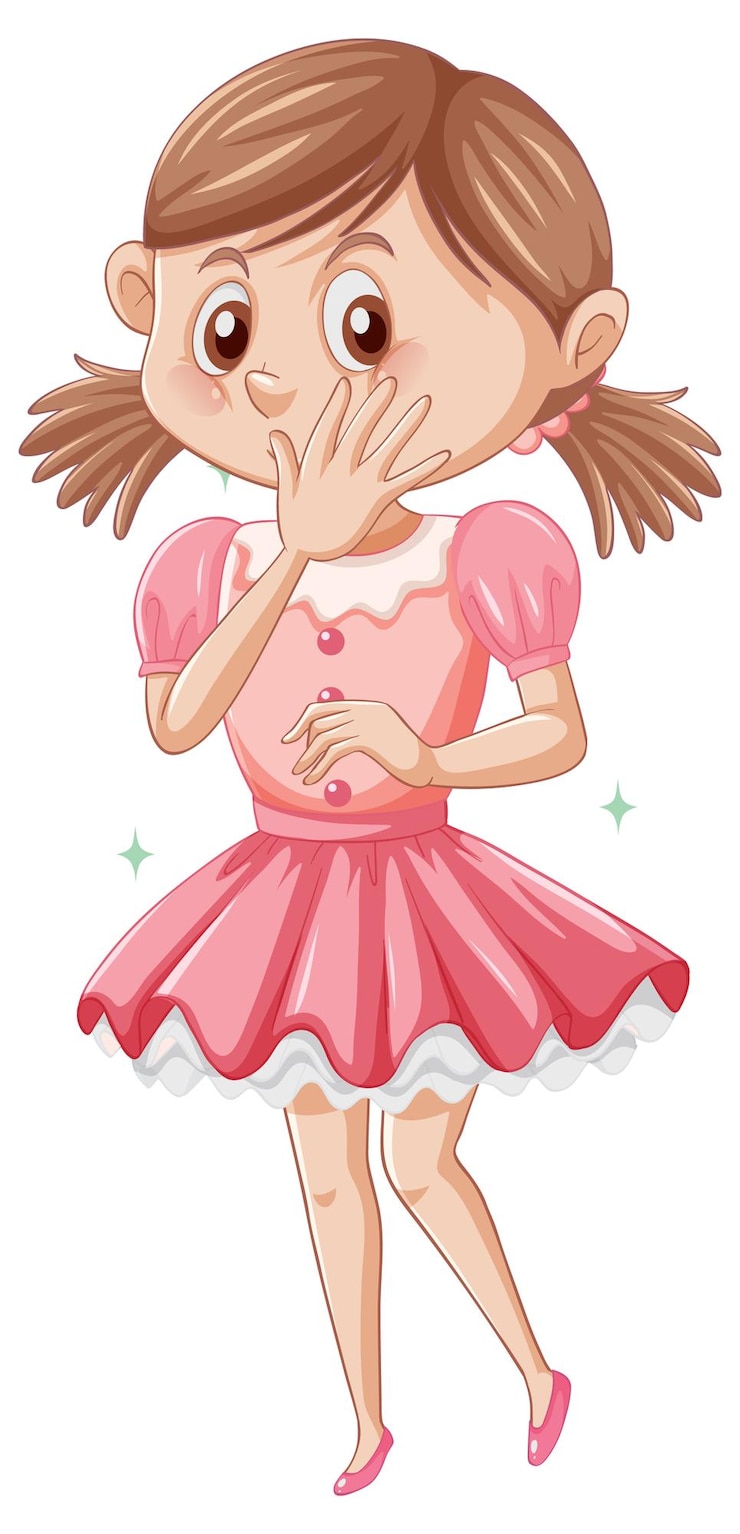 Free Vector a girl in pink dress cartoon character on white background