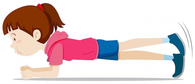 Free vector a girl plank exercise