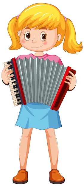 Free vector girl playing accordion vector