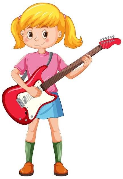 Free vector girl playing electric guitar vector