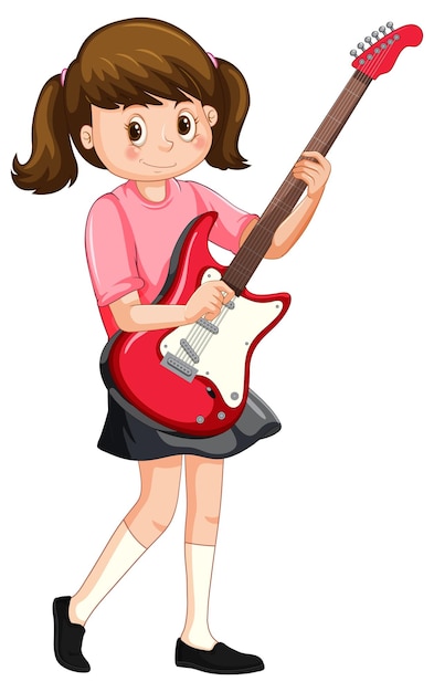 Free vector girl playing electric guitar vector