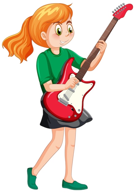 Free vector a girl playing electric guitar