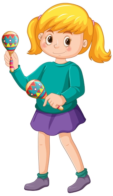 Free vector a girl playing maracas musical instrument