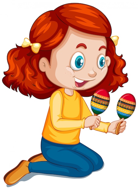 Free vector girl playing maracas on white