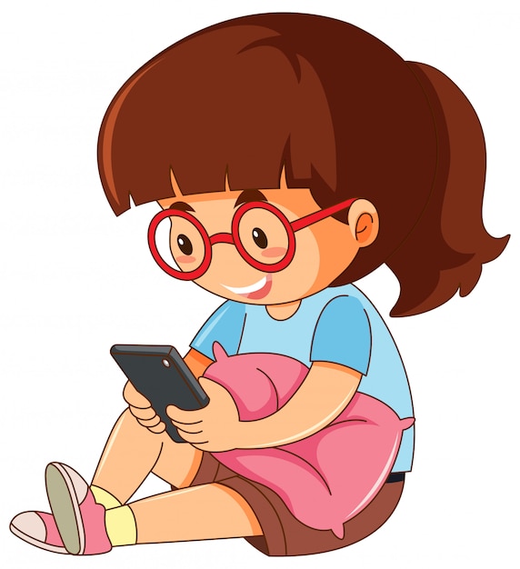 A girl playing mobile phone