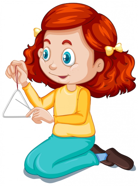 Free vector girl playing triangle