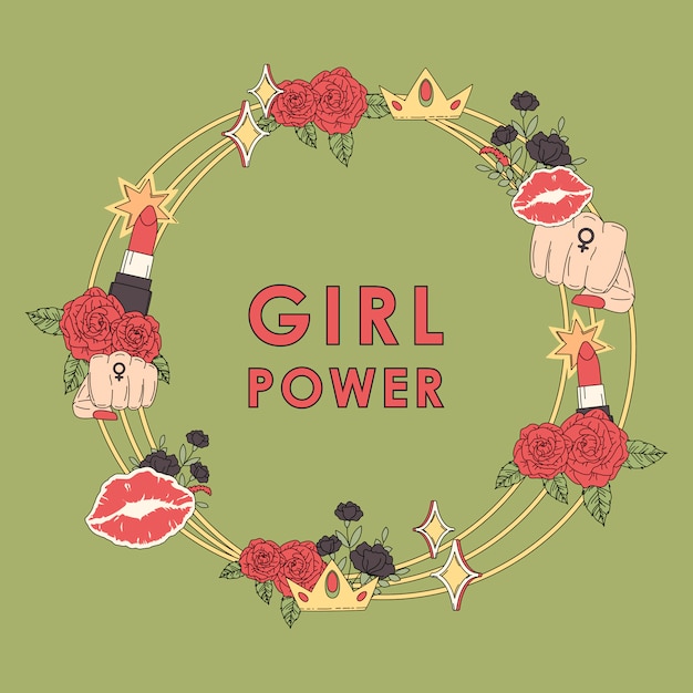 Girl Power Flower Frame