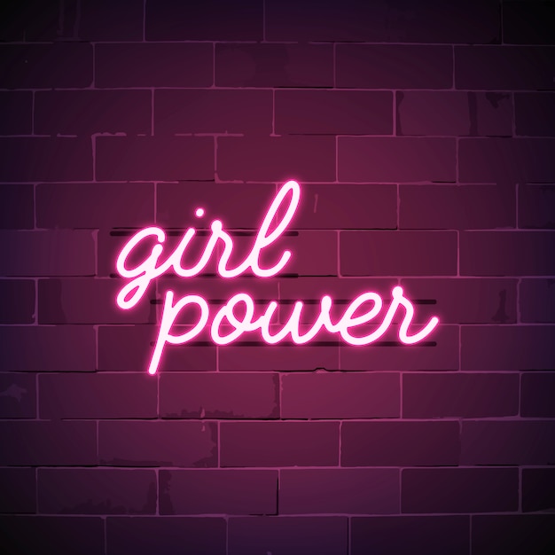 Free vector girl power neon sign vector