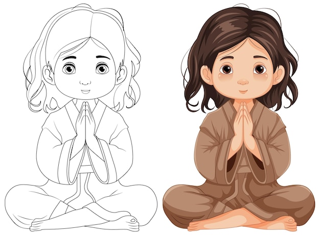 Free vector girl praying in meditation