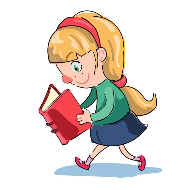 Девушка читает во время ходьбы