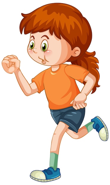 Free vector a girl running on white background