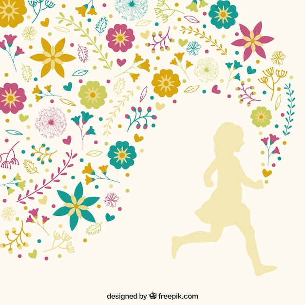 Girl running with floral decoration