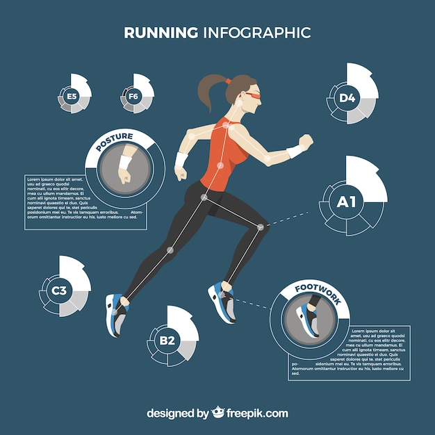 무료 벡터 infographic 요소를 실행하는 여자