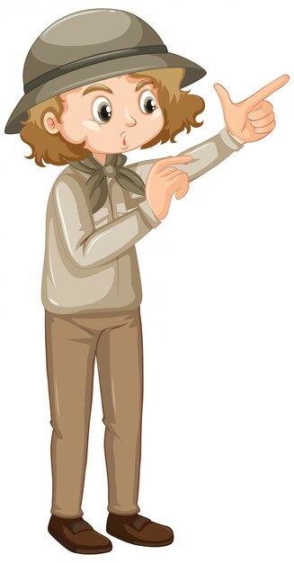 Free vector girl in safari outfit on white