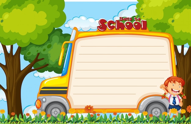 Free vector girl on school bus note