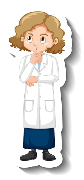 A girl in science gown cartoon character sticker