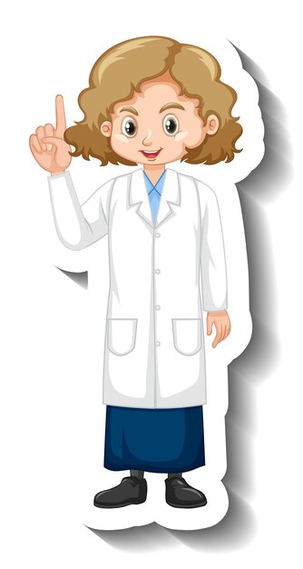 Девушка в научном платье мультипликационный персонаж стикер