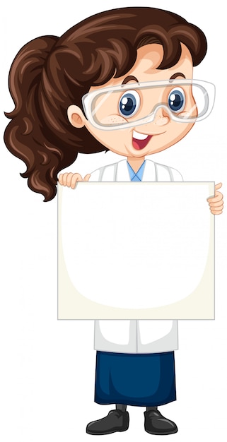 Free vector girl in science gown holding paper