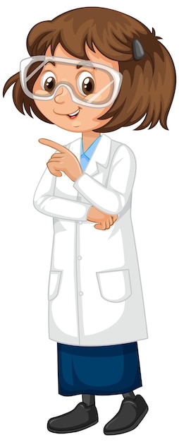 Free vector girl in science gown on isolated background