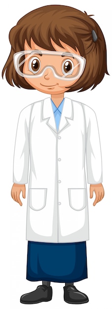 Girl in science gown on isolated