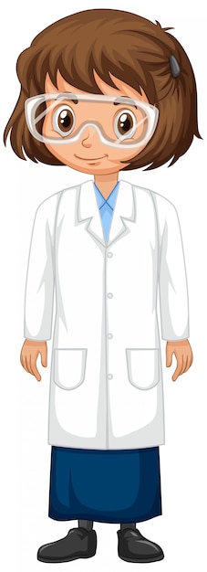 Girl in science gown on isolated 